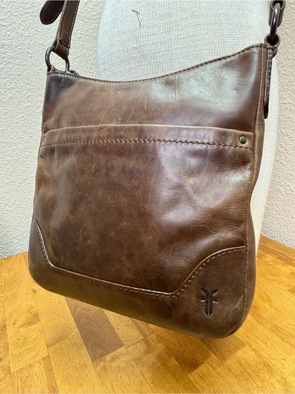 Frye Melissa Leather Crossbody Bag Dark Brown Cognac Small Purse DB0354